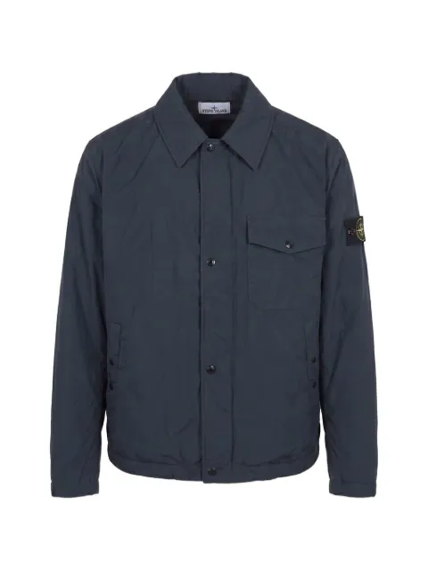 Stone Island logo-patch button-fastening jacket Blue L2S154100022S0A26