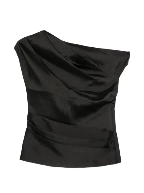 Self-Portrait black taffeta draped top Black AW26010TB