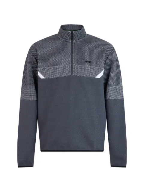 BOSS geometric-pattern quarter-zip sweater Grey 50543144