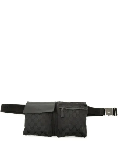 Gucci Pre-Owned 2000-2015 GG Canvas Double Pocket belt bag Black 96Q8JNTDC5XVQJXP