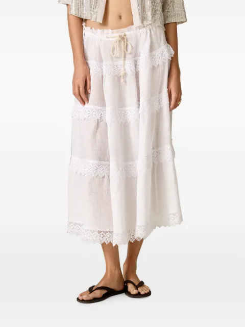 PNK lace-trim midi skirt White FLUDANSIA