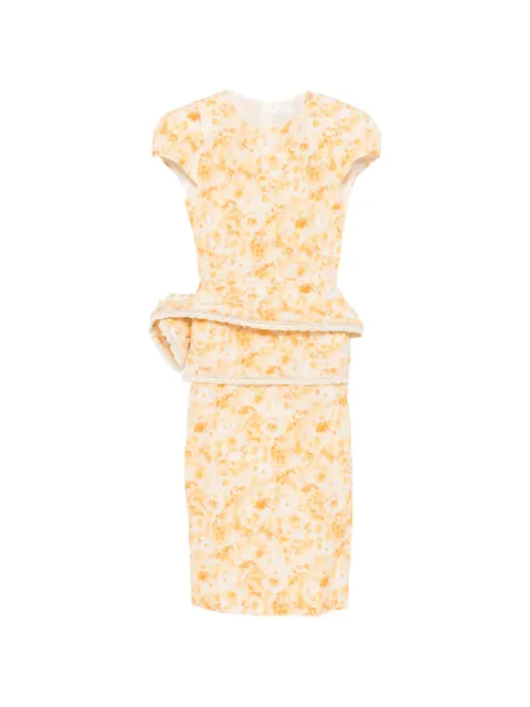 Magda Butrym floral-print peplum midi dress Neutrals 190726