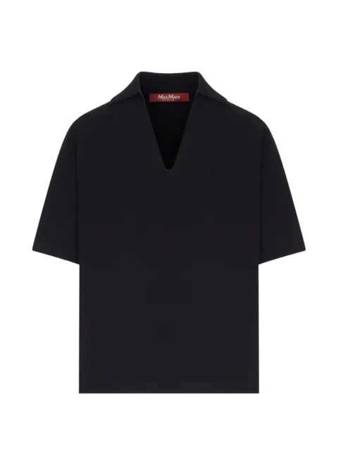 Max Mara Oncia V-neck short-sleeve polo-collar T-shirt Black 2626366091600
