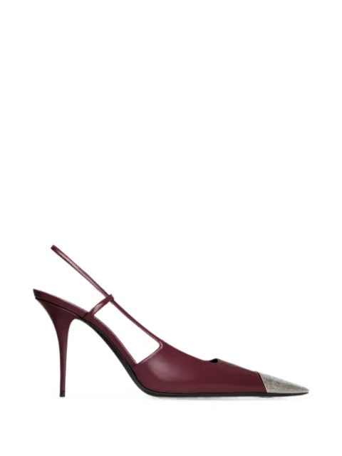 Saint Laurent Jeanne slingback pumps in smooth leather Red 841158PCEXAAFGC