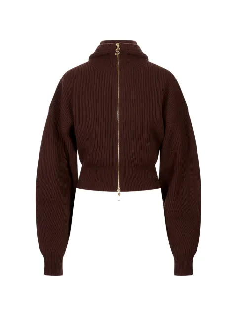 Sportmax zip-up hooded cardigan Brown 2622346022