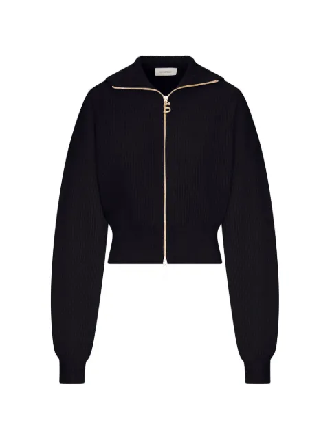Sportmax ribbed-knit zip-up hoodie Black 2622346022600
