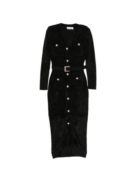 Self-Portrait black chenille knit midi dress Black AW26099MB