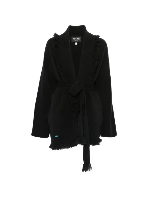 Alanui fringe-trim belted cardigan Black LWHB064E26KNI0091000