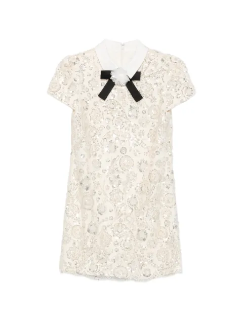 Self-Portrait cream sequin embellished mini dress Neutrals AW26019SC