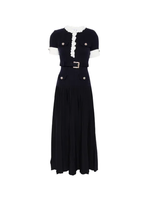 Self-Portrait navy rib knit midi dress Blue AW26101MCN