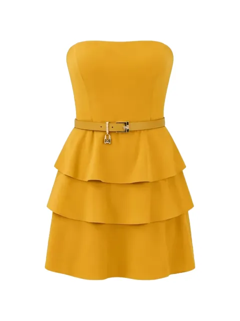 Elisabetta Franchi belted tiered mini dress Yellow AB97966E2