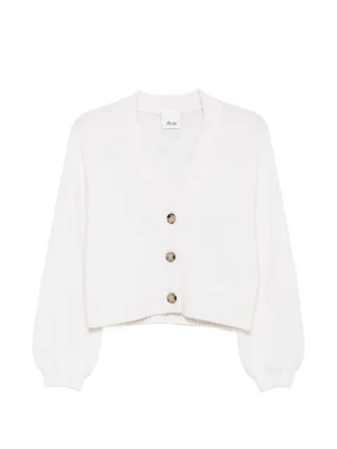 Allude ribbed-trim V-neck cardigan White 26511180