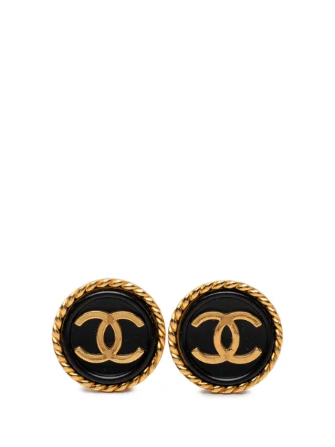 CHANEL Pre-Owned 1995 CC Gold Plated and Enamel Button Clip On Earrings costume earrings Gold G193YJIOPCMLAAIA