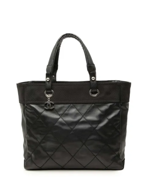 CHANEL Pre-Owned 2012 Medium Quilted Coated Canvas Paris Biarritz tote bag Black D5W9NPYFJOP67BUW