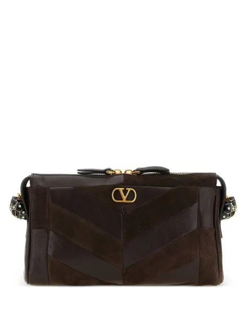 Valentino Garavani small Panthea VLogo Signature chevron-patchwork shoulder bag Brown W2B0S99DED