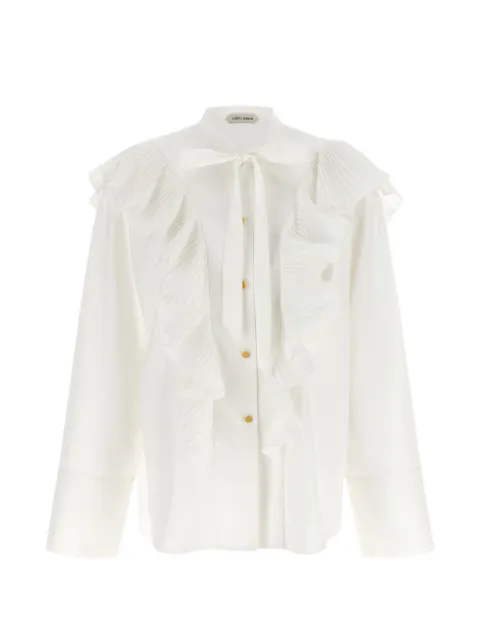 Alberta Ferretti pleated-ruffle pussy-bow shirt White A021766220002