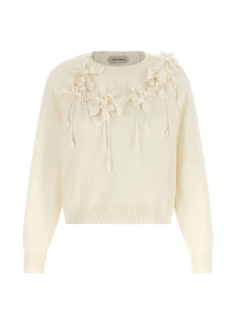 Alberta Ferretti floral-embroidered pendant-detail sweater Neutrals A092066040002