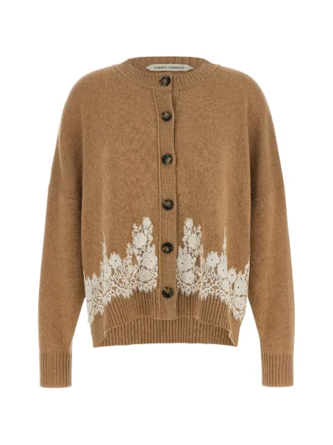 Alberta Ferretti lace-insert cardigan Brown A091166010091