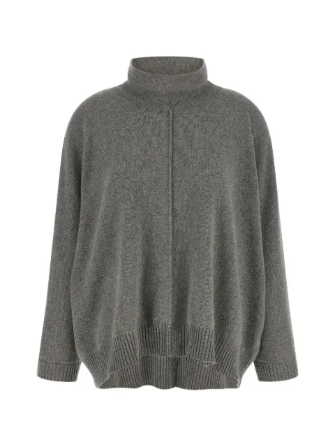Alberta Ferretti lace-trimmed central-stitching sweater Grey A092266010474
