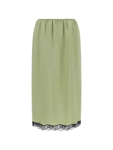 TWINSET midi froissé satin and lace skirt Green 262TP2111