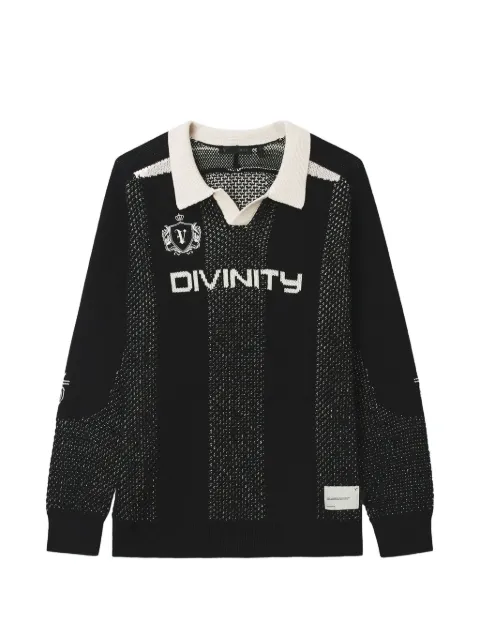 FIVE CM logo-intarsia open-collar sweater Black 5CXKNM00534X