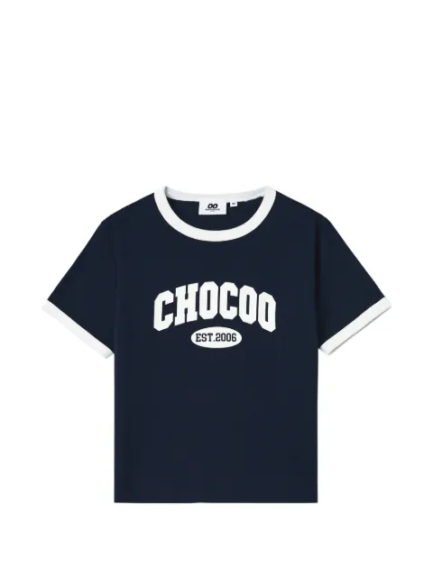 CHOCOOLATE logo-print ringer T-shirt Blue B1XTEW02192X
