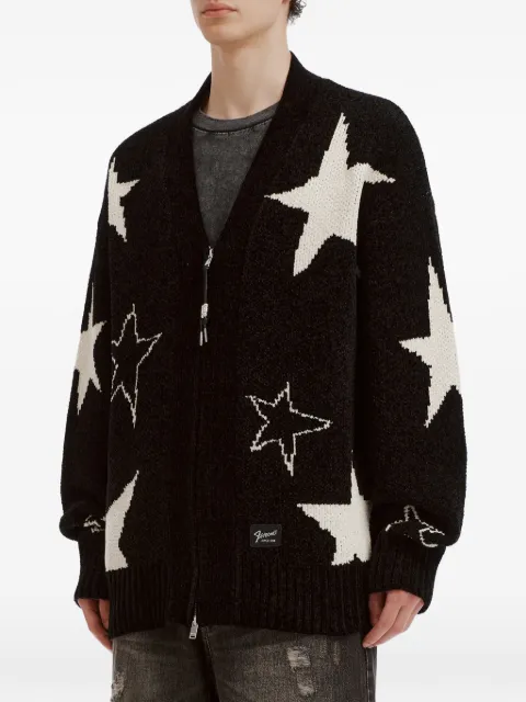 FIVE CM star-intarsia zip-up cardigan Black 5CXCDM00537X