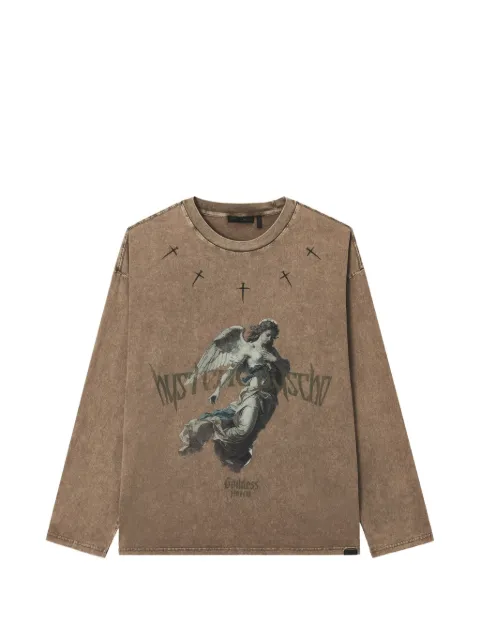 FIVE CM graphic-print long-sleeve T-shirt Brown 5CXLTM00546X