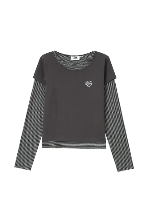 CHOCOOLATE layered-design striped-sleeve T-shirt Grey B1XLTW02188X
