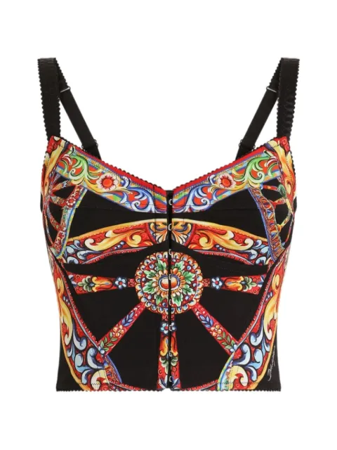 Dolce & Gabbana Carretto-print corset top Black FTBT4TGDDTA