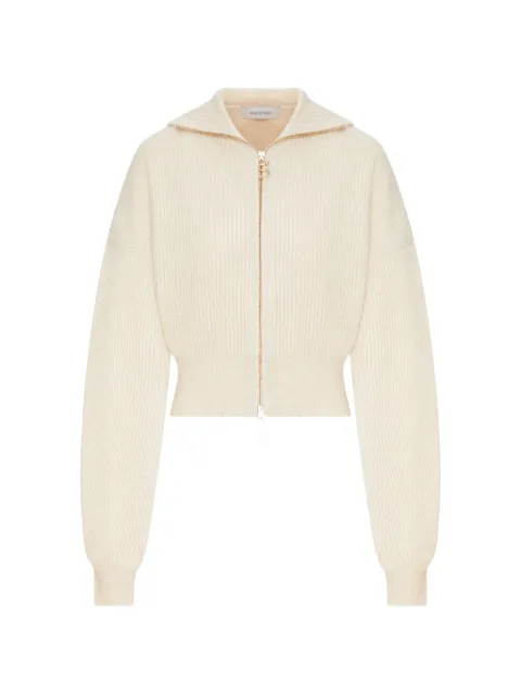 Sportmax ribbed-knit zip-up hoodie Neutrals 2622346022600