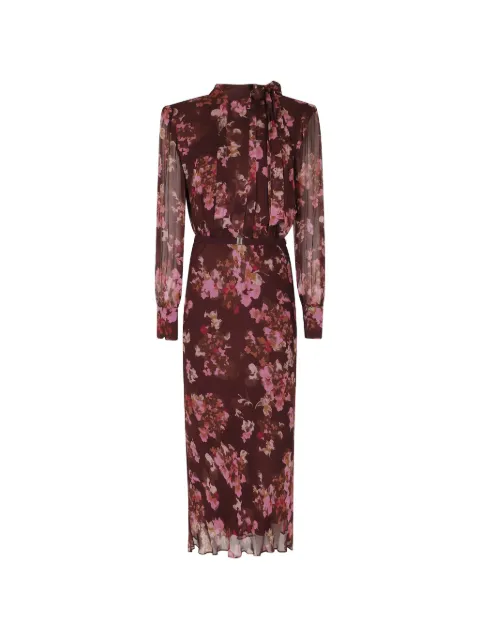NISSA floral printed viscose dress Brown RC16820