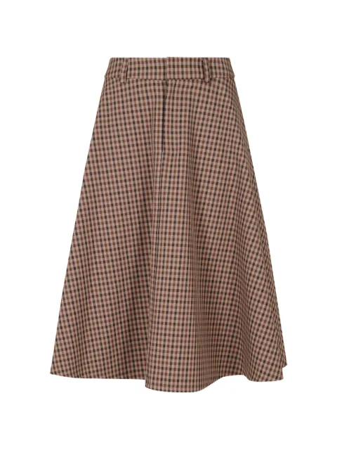 DONDUP check-pattern flared midi skirt Brown G640QF0207D002