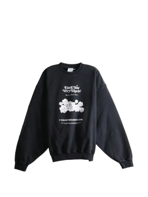 VETEMENTS FU Very Much floral-print graphic-print sweater Black MH27CN203B