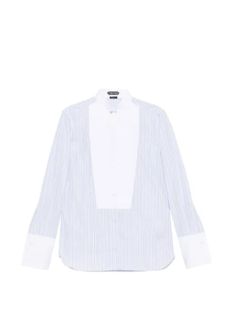 TOM FORD vertical-stripe bib-front shirt White CA3344FAX1808