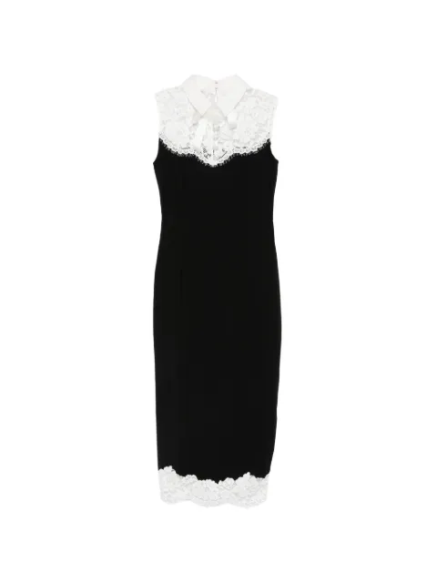 Self-Portrait black contrast-lace bodice midi dress Black AW26019M