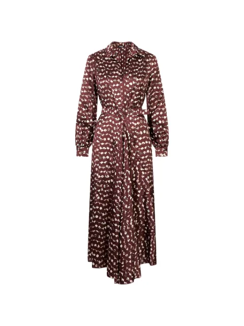 Kiton geometric-print belted shirt midi dress Brown D62305K0583I