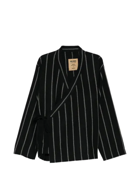Uma Wang vertical-stripe wrap blazer Black UM1517VENTOD9