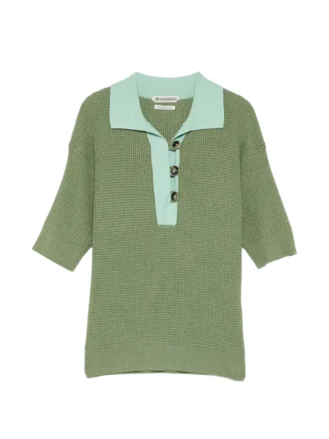 JW Anderson waffle-knit short-sleeve sweater Green KW1569YN0535