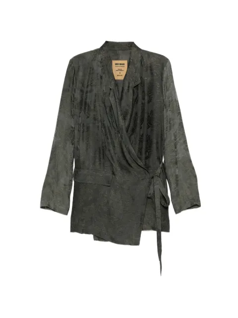 Uma Wang damask-pattern wrap jacket Green UP6027ZAGROSD1