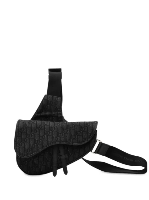 Christian Dior Pre-Owned 2019 Oblique Canvas Saddle crossbody bag Black 78A5PI5BF67LDHA5