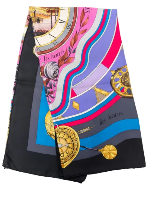 Hermès Pre-Owned 1986 La Ronde des Heures Silk Scarf 90 scarves Black UJ2C6KQ3F8AXZD9L