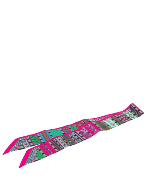 Hermès Pre-Owned 2000-2026 Colliers de Chiens Silk Twilly Scarf scarves Pink FHQQ5Z7QCRJ1RLPZ