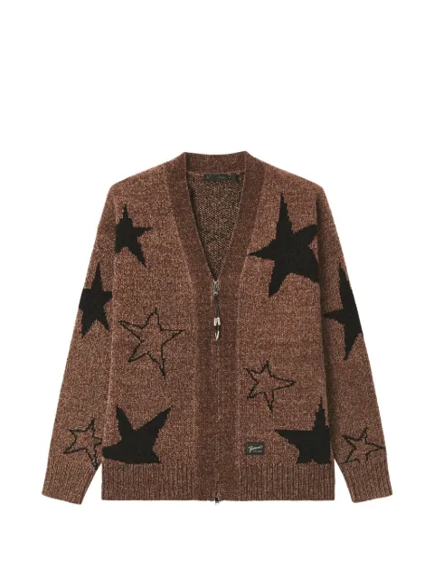 FIVE CM star-intarsia zip-up cardigan Brown 5CXCDM00537X