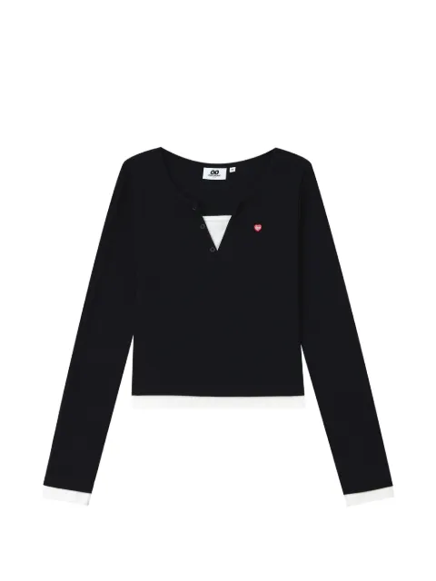 CHOCOOLATE layered-effect Henley top Black B1XLTW02187X