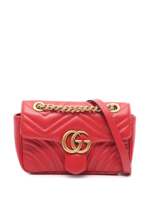 Gucci Pre-Owned 2000-2026 Small GG Marmont Matelasse Calfskin shoulder bag Red ASPNLCMVT2C0JN1M