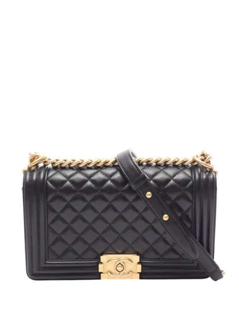 CHANEL Pre-Owned 2014-2015 Old Medium Quilted Lambskin Boy Flap crossbody bag Black H51TY702Q4VYWIXZ