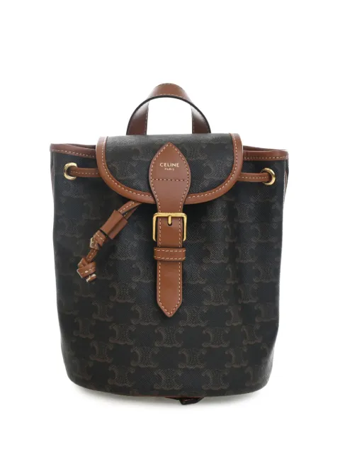Celine Pre-Owned 2022 Mini Triomphe Coated Canvas Folco backpack Brown G0WVLUND60YWN588