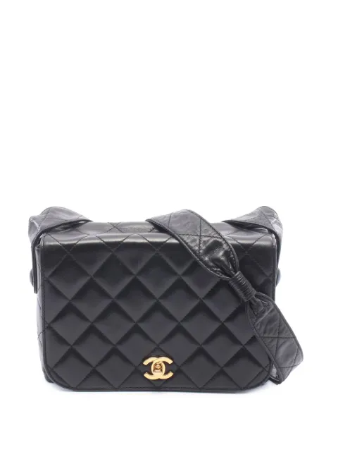 CHANEL Pre-Owned 1994-1996 CC Quilted Lambskin Single Flap shoulder bag Black AKE78V3056X061B1
