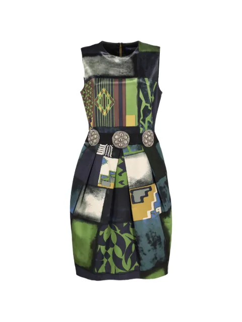 Etro Vintage belted graphic-print mini dress Green CVM249638